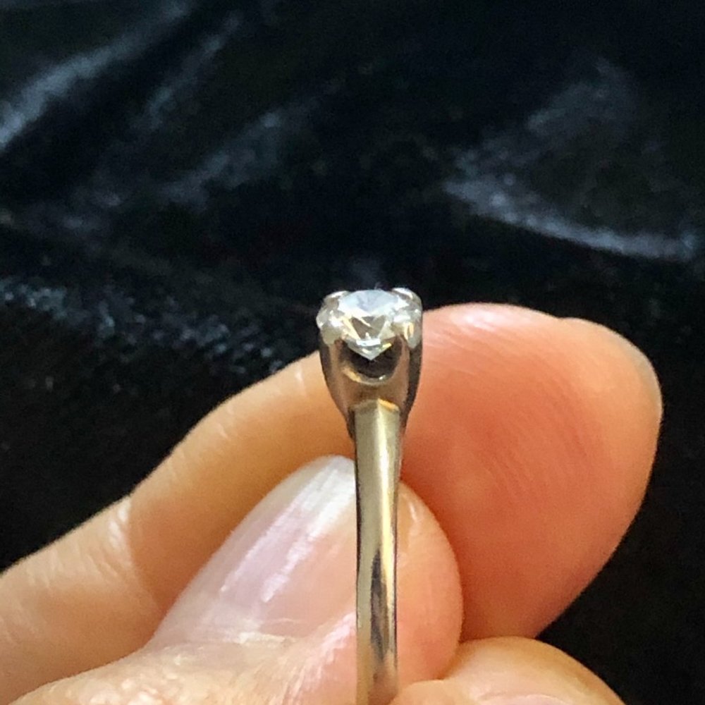 Solid 18k White Gold Diamond Split Engagement Ring - image 3